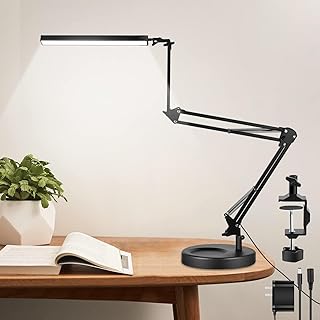 NOEVSBIG LED Desk Lamp with Clamp,2-in-1 Clamp on Desk Lamps with Base,5...