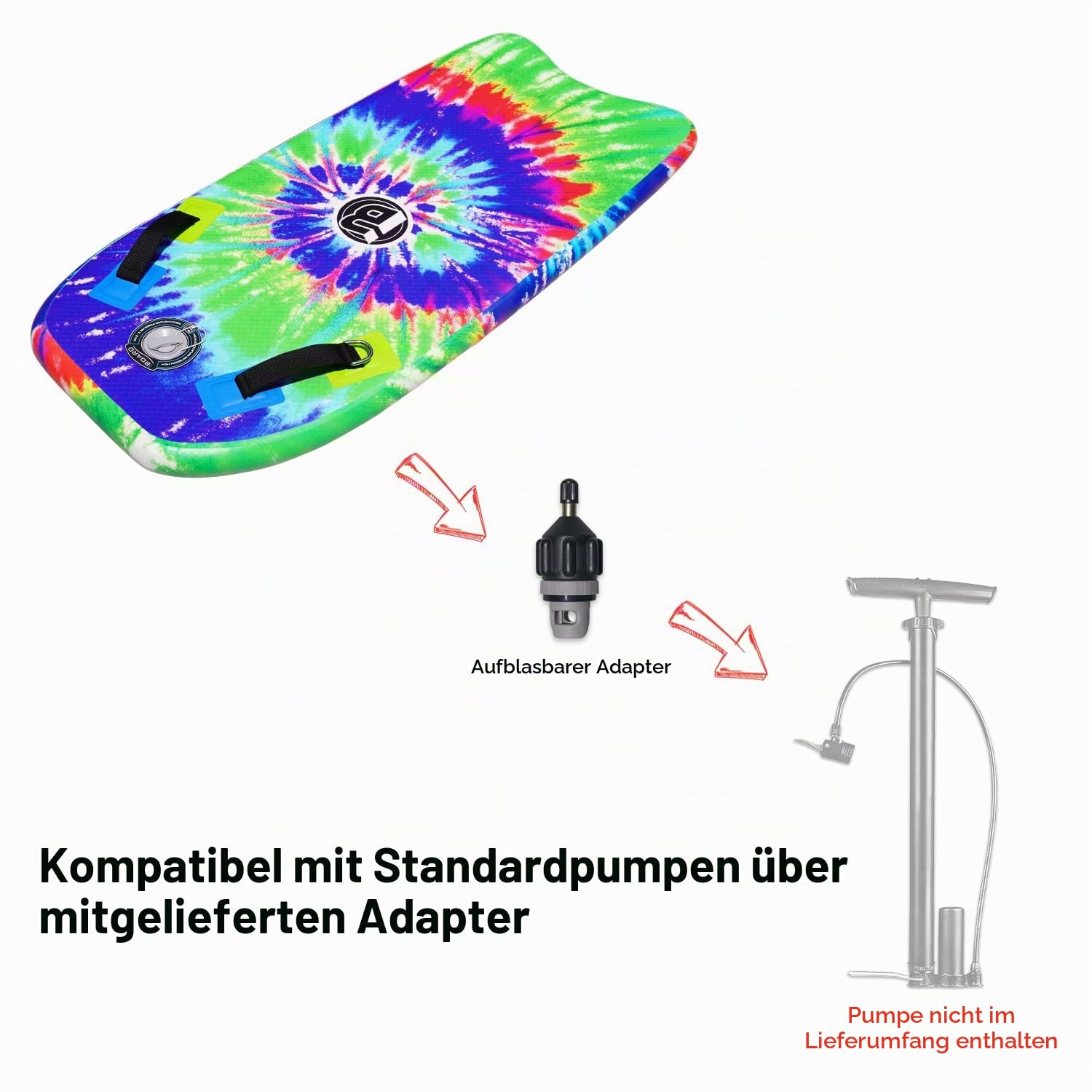 Aufblasbares Bodyboard, tragbares Surfbrett mit Hammernaht-Technologie, Aufbewahrung, 121,9 cm, super faltbares Bodyboard mit maximalem Aufblasdruck 15 PSI