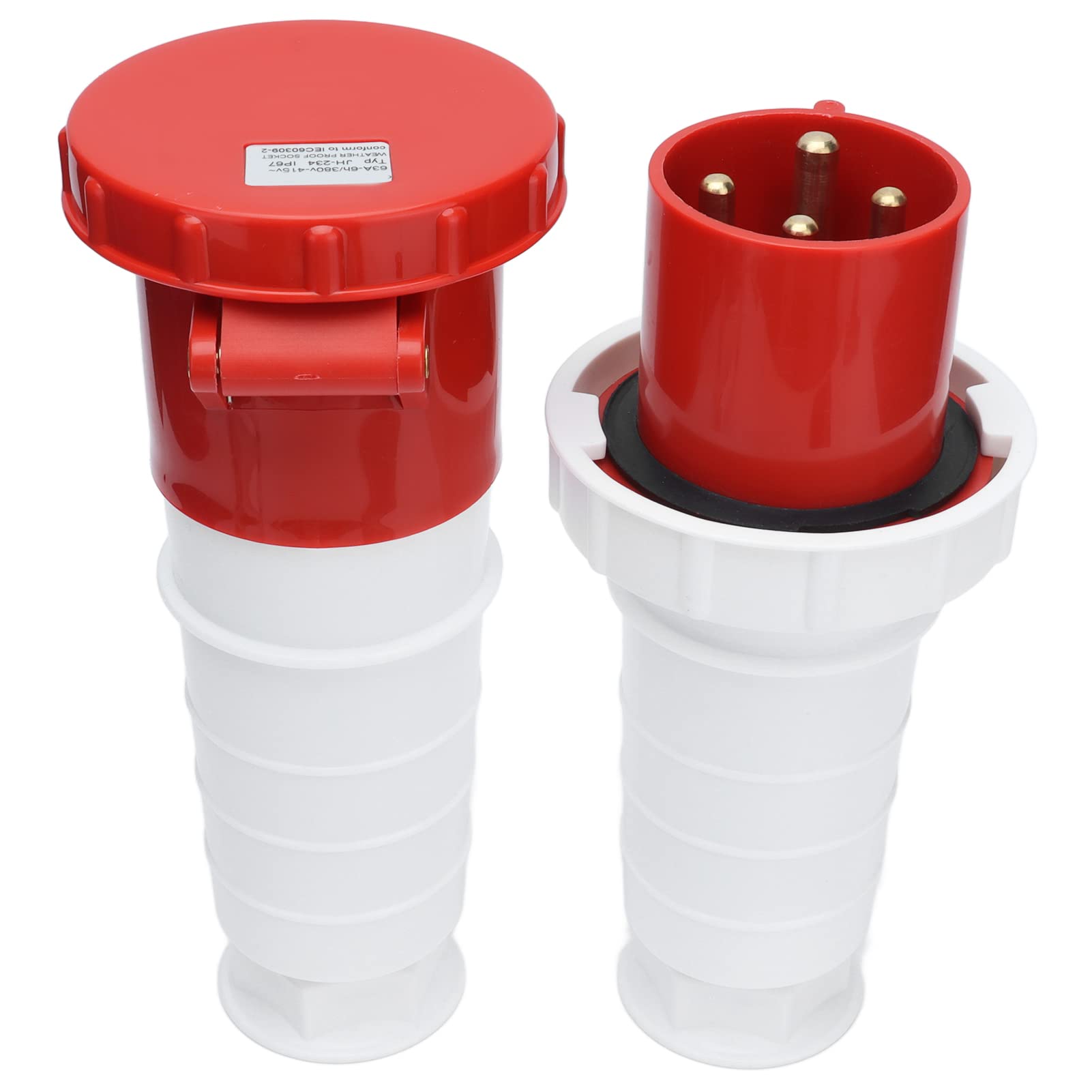 Enchufe Industrial Conector Impermeable Trifásico de 4 Pines IP67 para Uso en Exteriores 380V 63A Material de Polipropileno