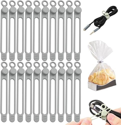 Miniatura 16 de Sujetacables de silicona, organizador de cables reutilizable de datos 2026, gestión de cables de viaje para electrodomésticos, gestión de cables