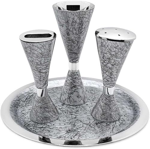 Miniatura 5 de Zion Judaica - Juego elegante de final de Shabbat Havdalah estilo contemporáneo chapado en níquel  Cáliz de copa de Kidush de forma moderna,