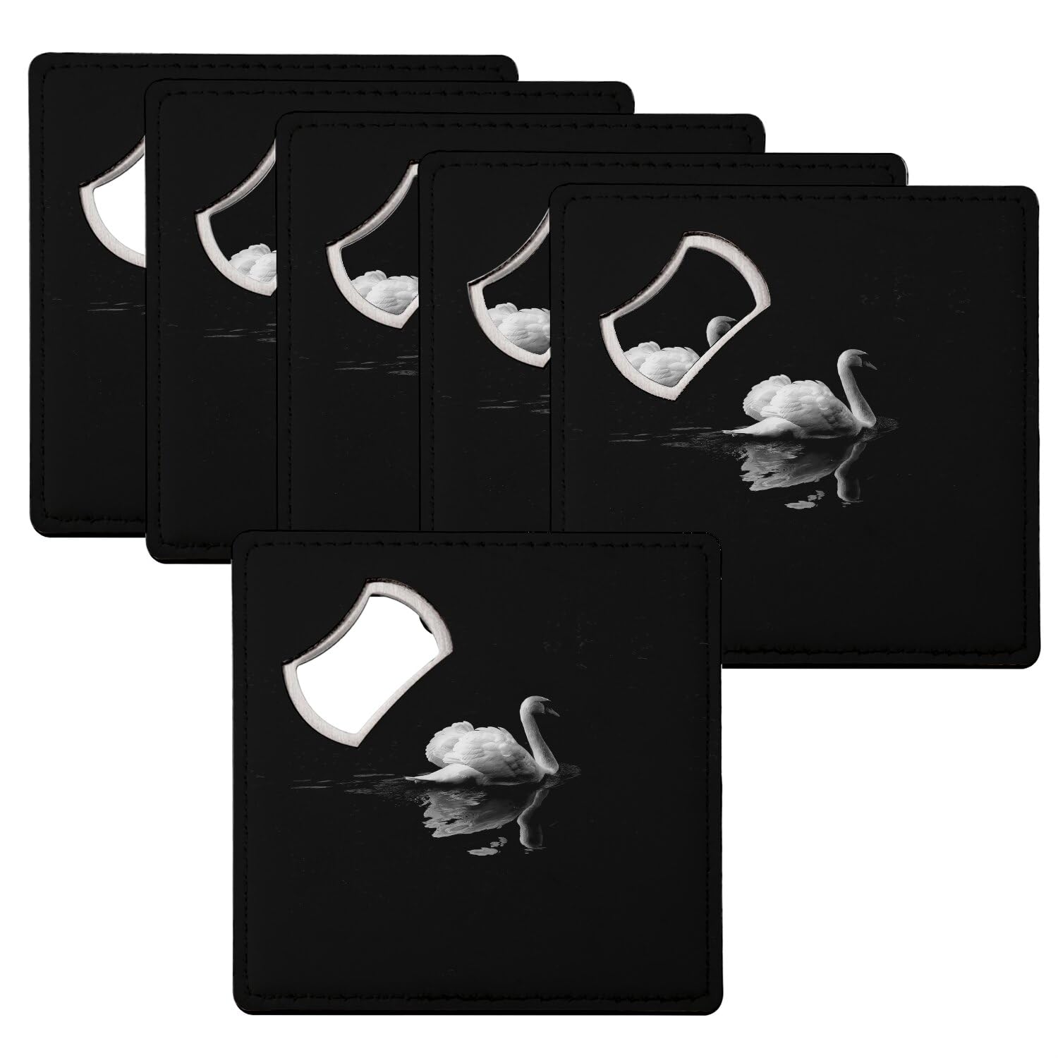 Sous-verre décapsuleur cygne lot de 6 dessous de verre design lac