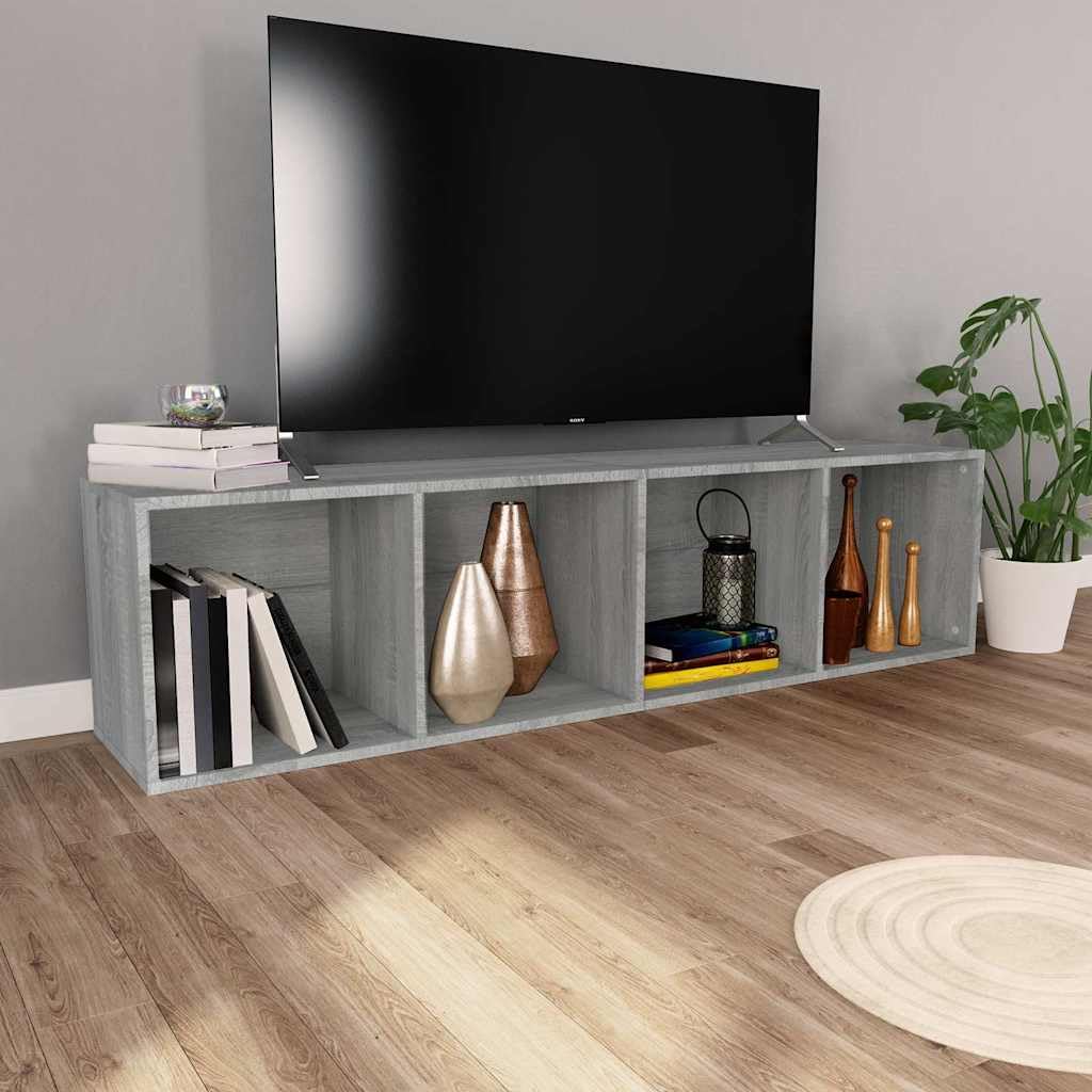 Libreria grigia con 4 ripiani, scaffale versatile in legno per soggiorno, ufficio e corridoio, ideale come mobile TV, spazio per libri, DVD, decorazione, robusto materiale in legno, 36 x 30 x