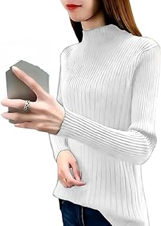 بلوفر شتوي هاي كول مضلع برقبة عالية للنساء بتصميم ناعم ومريح للبنات والنساء من ميزه