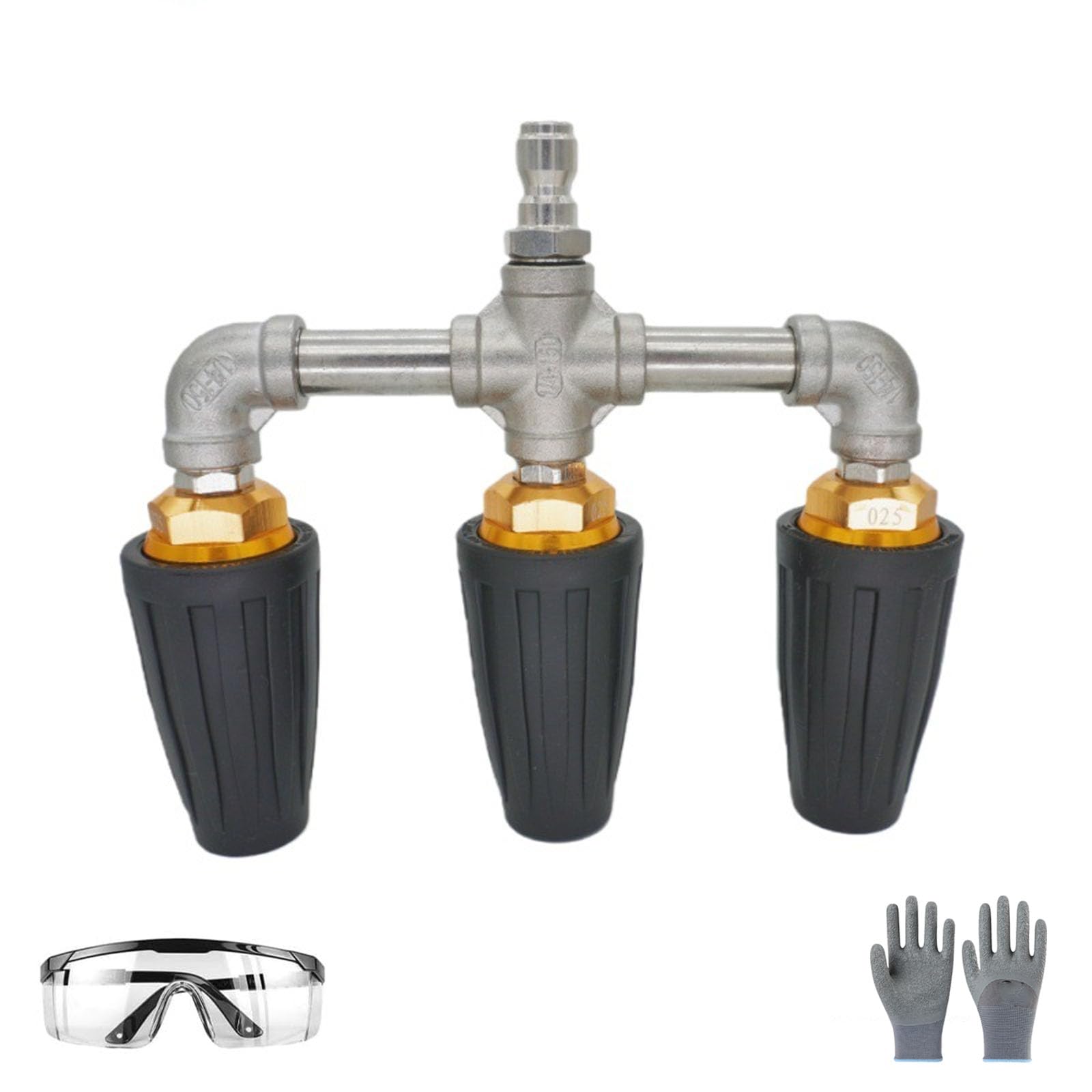Lavadora a presión de triple boquilla, lavadora a presión de triple boquilla con conector rápido de 1/4 pulgadas, boquilla turbo de 360°, 4-6 GPM, 4000 psi máximo, limpieza de alta presión de patios
