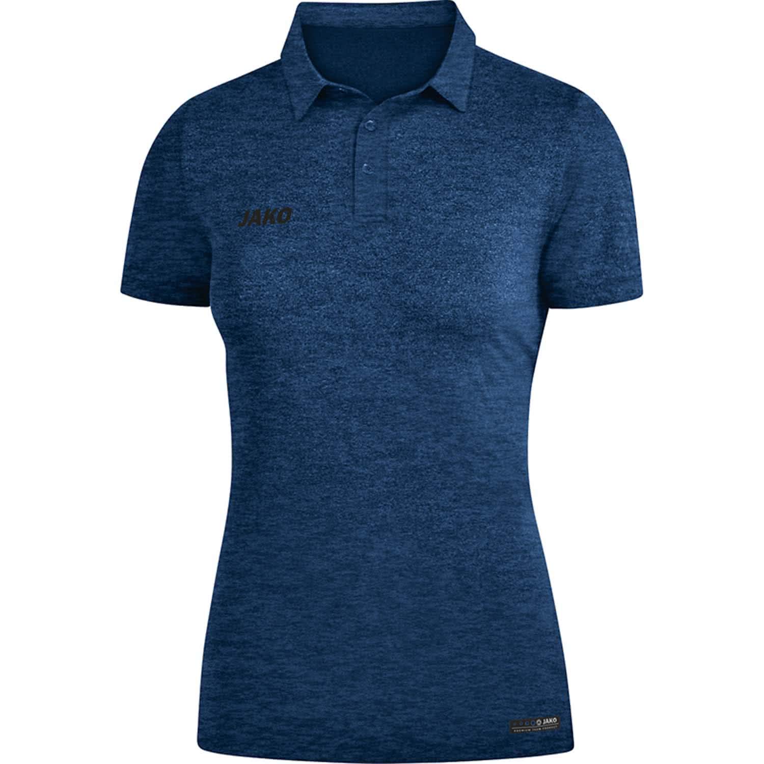 JAKO Women's Premium Basics Polo Shirt, Womens, Polos, 6329, Marine Mottled, 38