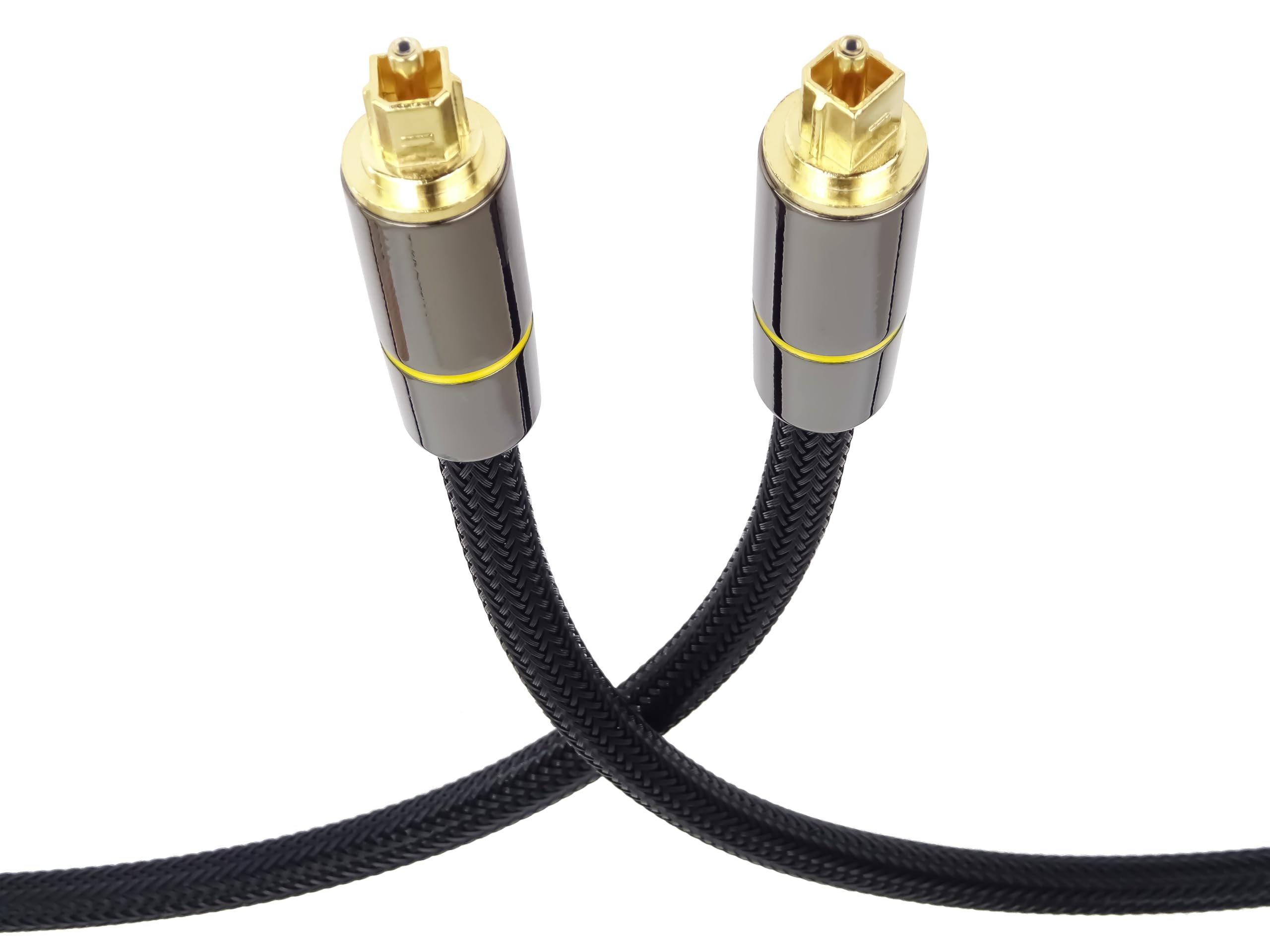 PremiumCord Optyczny Kabel Audio Toslink 0,5 m, Złącze Wtykowe Toslink, Kabel Cyfrowy do Systemu Stereo Hi-Fi Soundable TV, HQ Audio, Metalowa Konstrukcja + Nylon, Kolor Czarny, Złoty