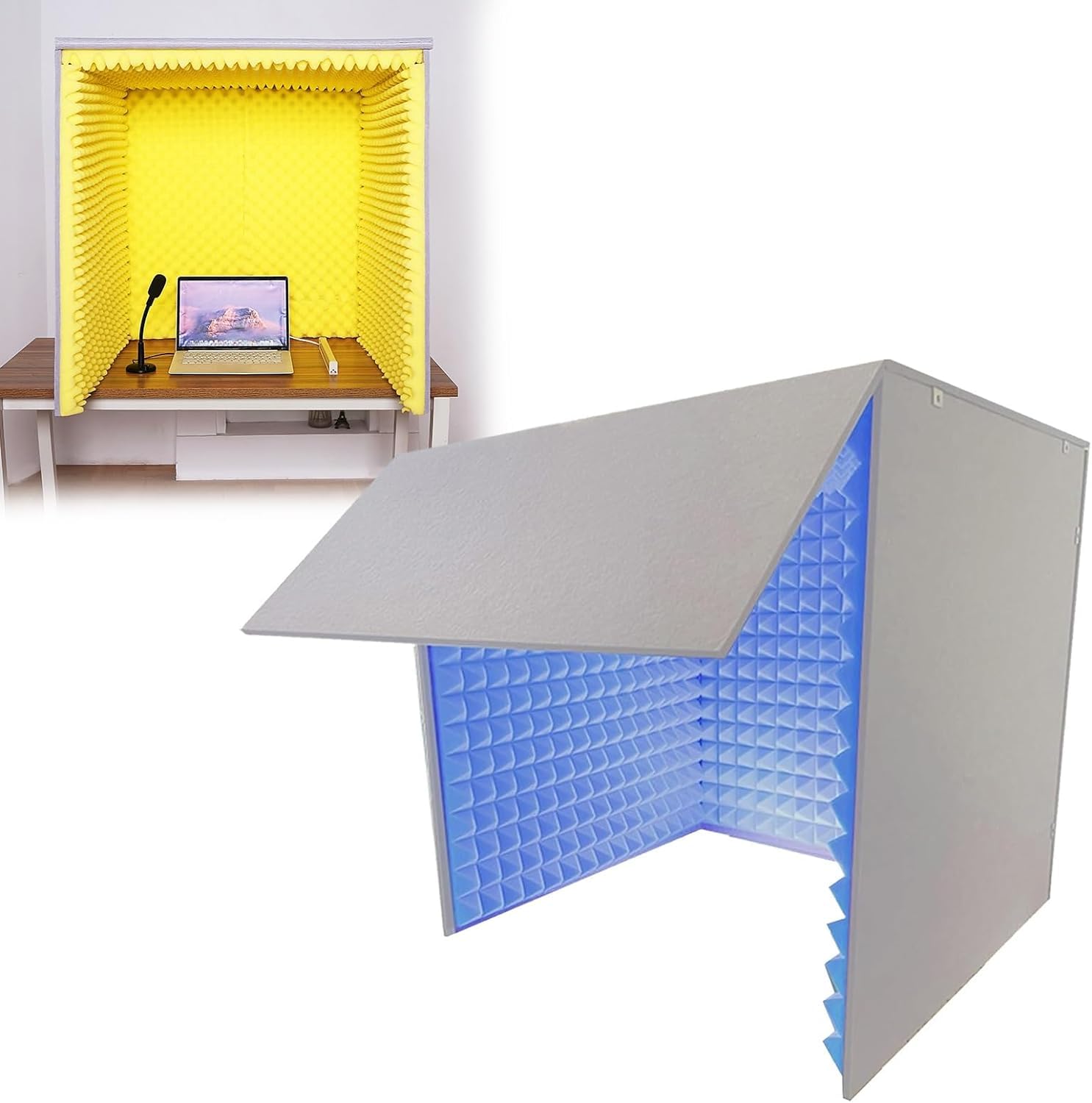 Cabine d'isolation insonorisée portable, réduction du bruit d'absorption acoustique, bouclier d'isolation de boîte vocale, facile à assembler, créer des conditions d'enregistrement claires et propres,