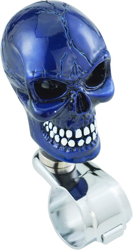 Girador de Volante Temzzer com Design de Caveira em Resina Azul para Tratores e Veículos Off-Road