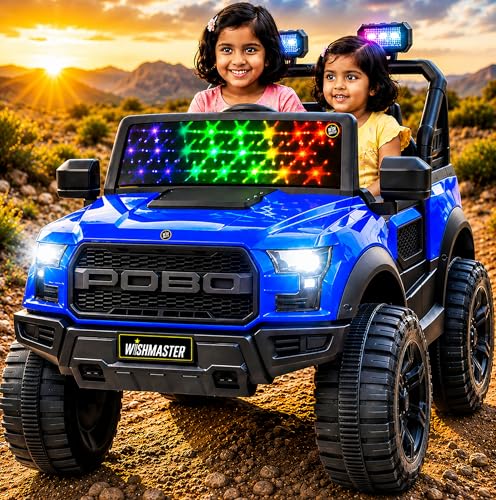 Image of Wishmaster 4x4 Electric Ride-On EV Car for Kids | 12V Battery Powered SUV Jeep with Remote Control, Manual Drive Mode, LED Lights & Suspension | Off-Road Toy Car for Boys & Girls Aged 2-8 Years