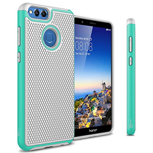CoverON Heavy Duty Hybrid HexaGuard Series for Huawei Mate SE/Honor 7X Case, Teal on Gray CoverON Heavy Duty Hybrid HexaGuard Series for Huawei Mate SE/Honor 7X Case, Teal on Gray