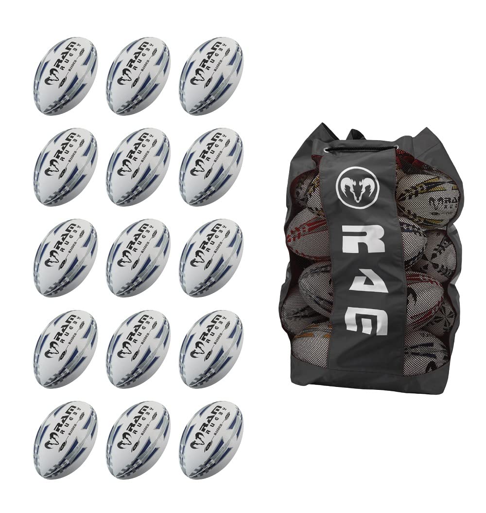 Ram Rugby Match Ball Bundle – 15 x Raider Match Ball + borsa traspirante