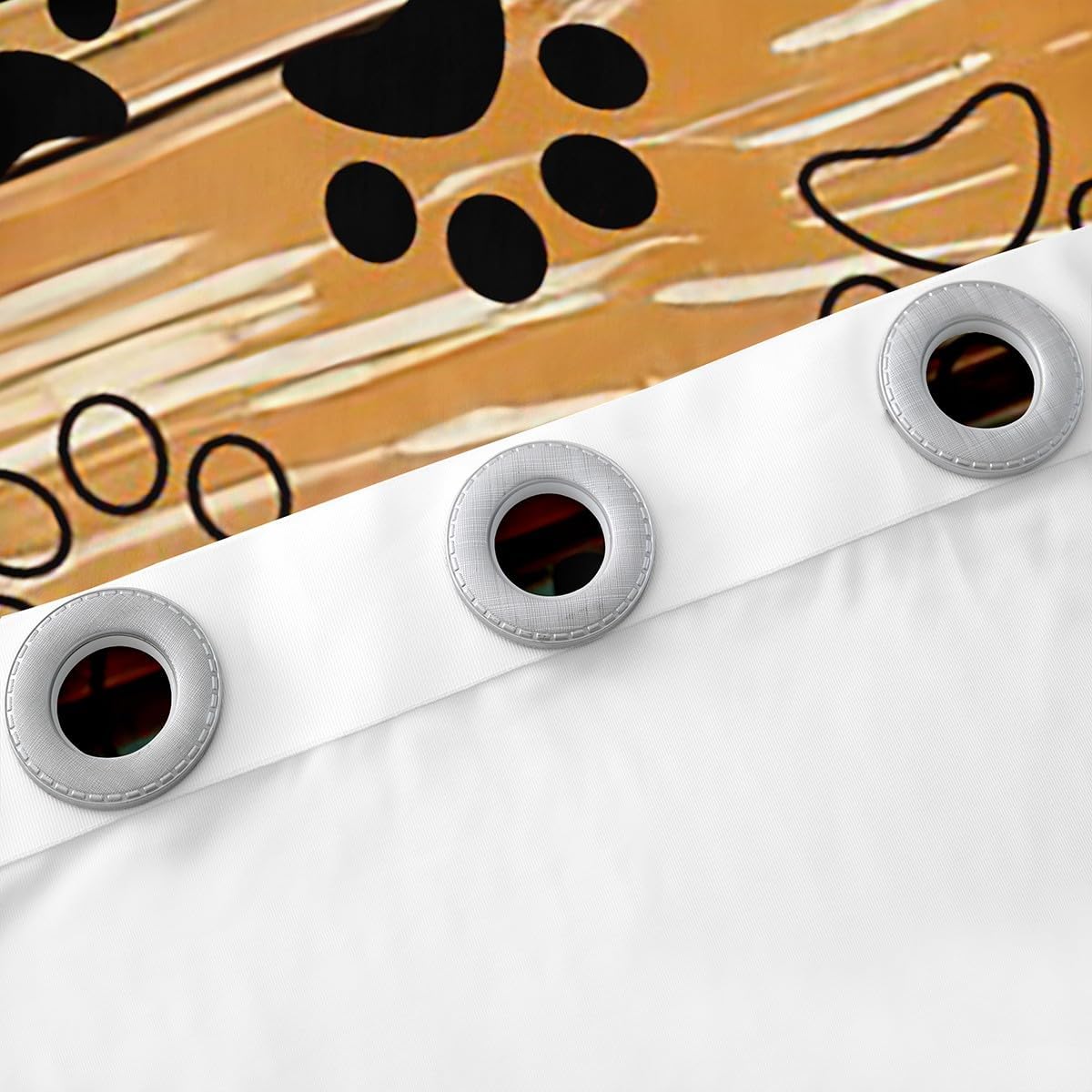 Manfei Kids Paw Print Blackout Curtain Black White Animal Print Window Treatments, Rustic Farmhouse Style Window Drapes for Boys Girls Grommet Top 2 Panel Set Bedroom Curtains, 42Wx84L inch