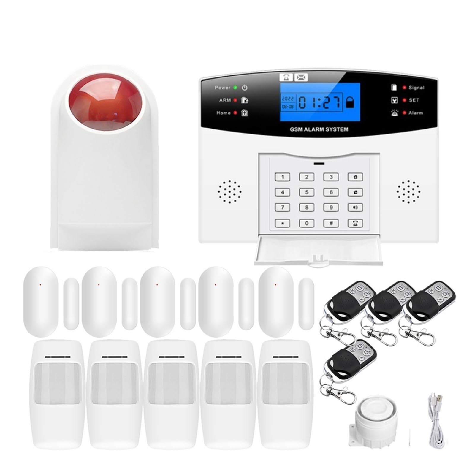 Tuya Wifi Wireless Home Security GSM Alarm System Remote Control Auto Dial PIR Door Sensor Siren Remote Monitoring(Kit G)