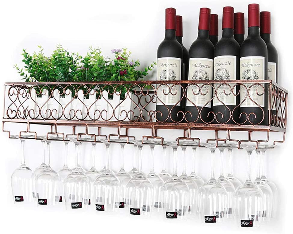Armoire à vin murale haut de gamme avec support métallique pour verres suspendus