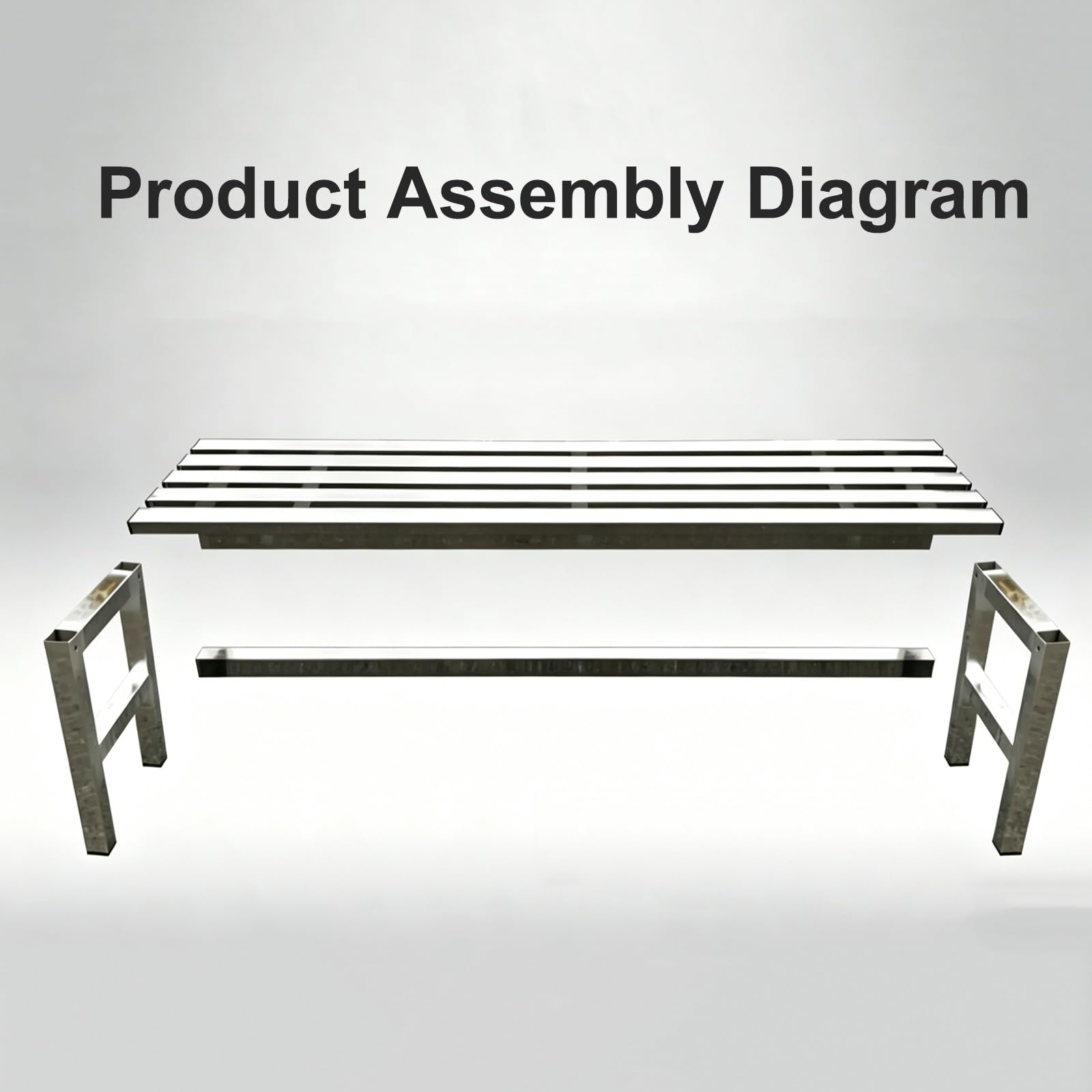 Panchina da Esterno in Acciaio Inox 304, Resistente e Impermeabile, Con Portata Massima di 400 Kg, Ideale per Patio, Giardino e Bordo Piscina(120x35x45cm/47x14x18in)