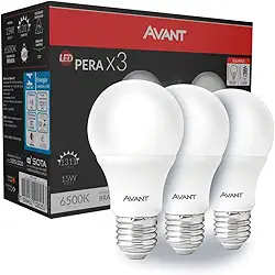 KIT COM 3 LÂMPADAS LED BULBO 15W BIVOLT 6500K Branco Frio AVANT- 335441473