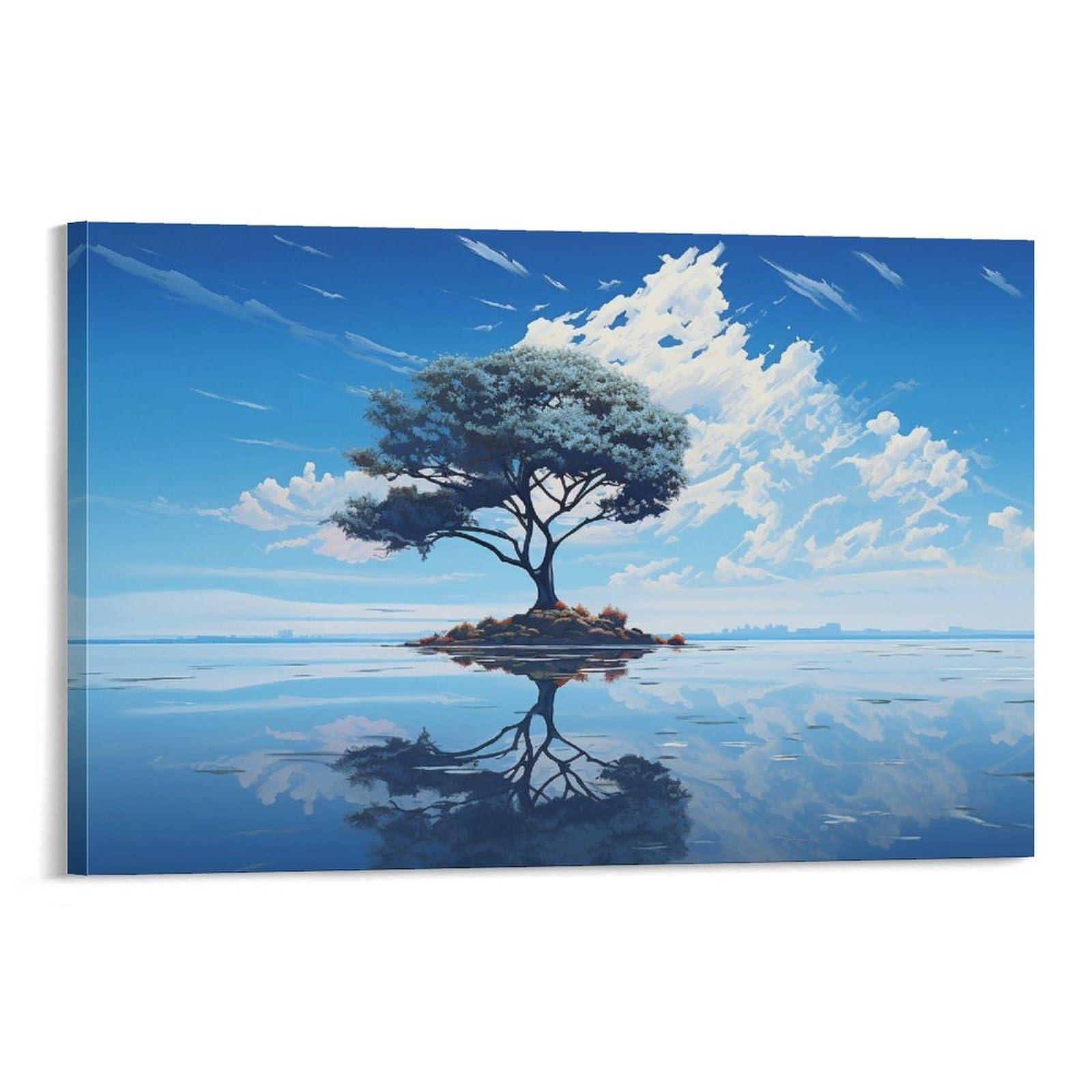 Foccar Frame-Beautiful Seascape Beautiful Seascape Wall Art Prints Contemporary Clear Sky Shaded Trees Pictures On Canvas Poster Wall Decor For Bedroom Home Decorations