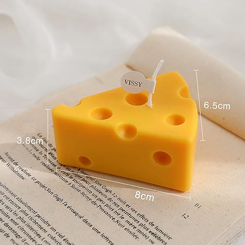 Miniatura 4 de Vela perfumada en forma de queso,Vela decorativa de cera de soja aromática de 4.23oz para mesa, foto de regalo de cumpleaños, ideal para meditación
