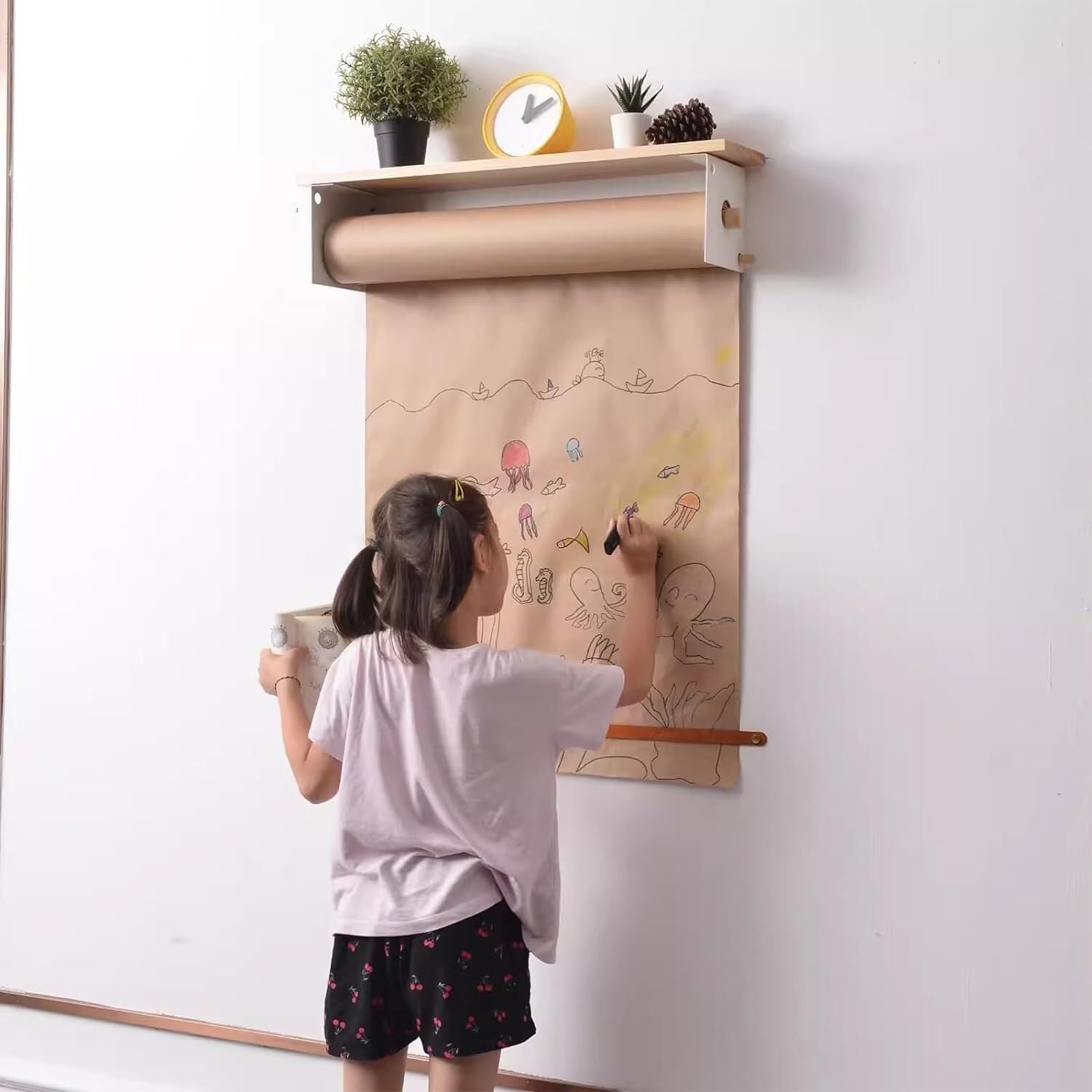 Porte-rouleau de papier mural pour menu de café et tableau de dessin enfant