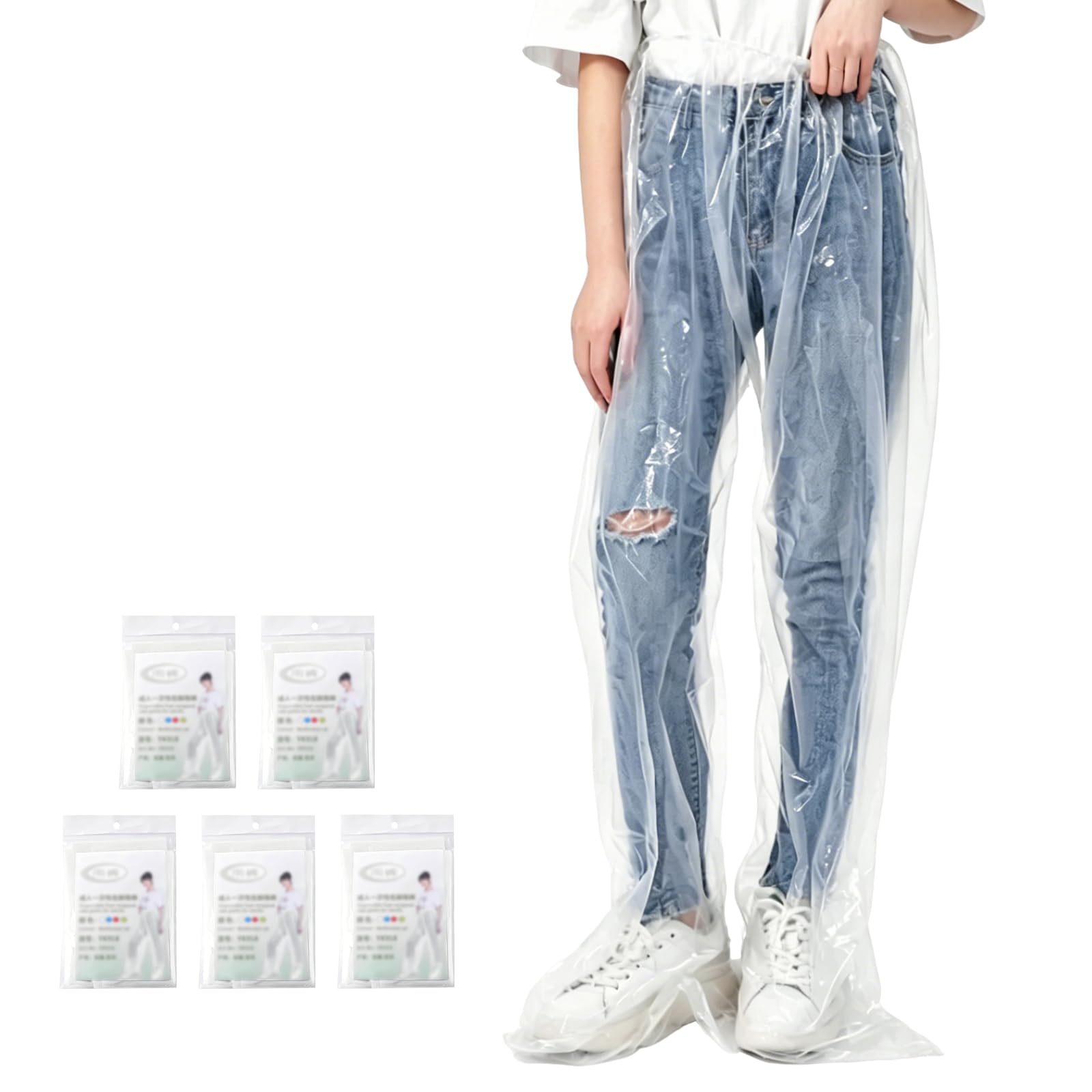 5 Pairs Disposable Rain Pants for Men Women Outing,