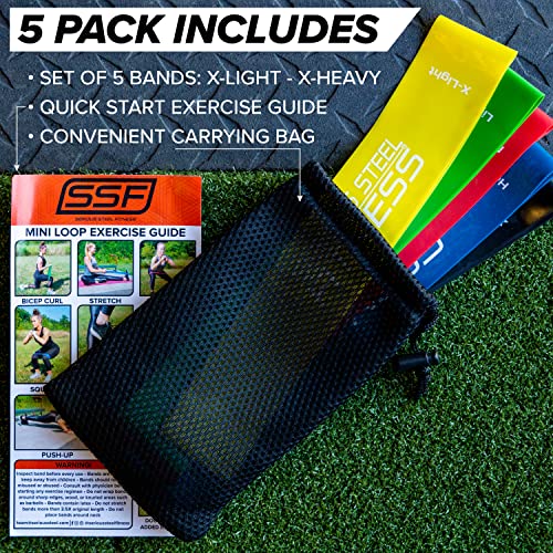 Image of Serious Steel Fitness Mini Resistance Loop Bands | Rehab and Prehab Stretch Bands | 12 inch Exercise Workout Bands (Sets of 5 Pack and Sets of 10 Pack Trainer Options Available!)