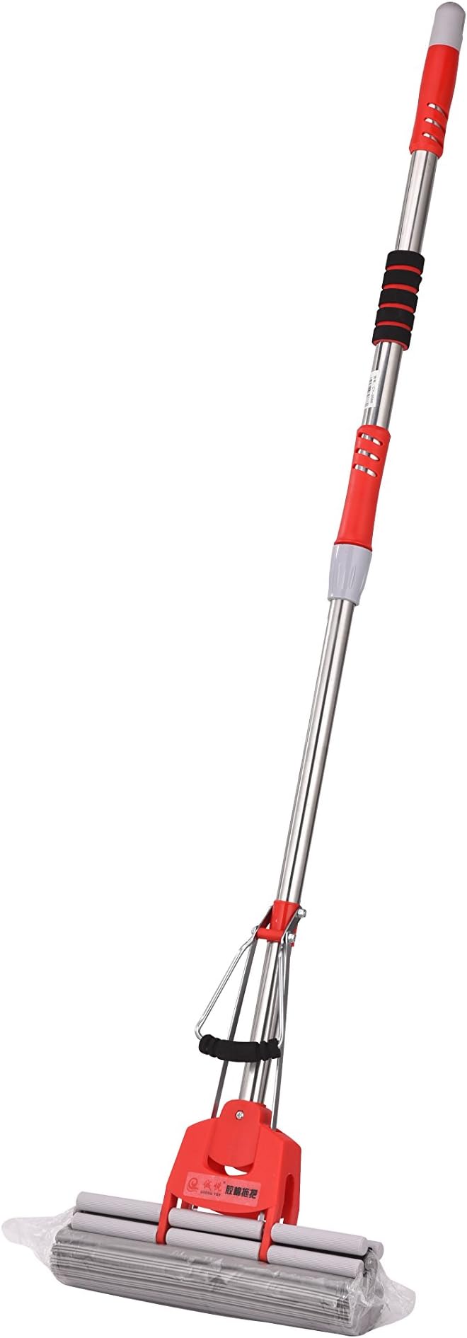 PVA Mop Professional Fold Absorbent Sponge Foam Rubber Head,with Extendable,Mop Head Size: 10.6’’（red）