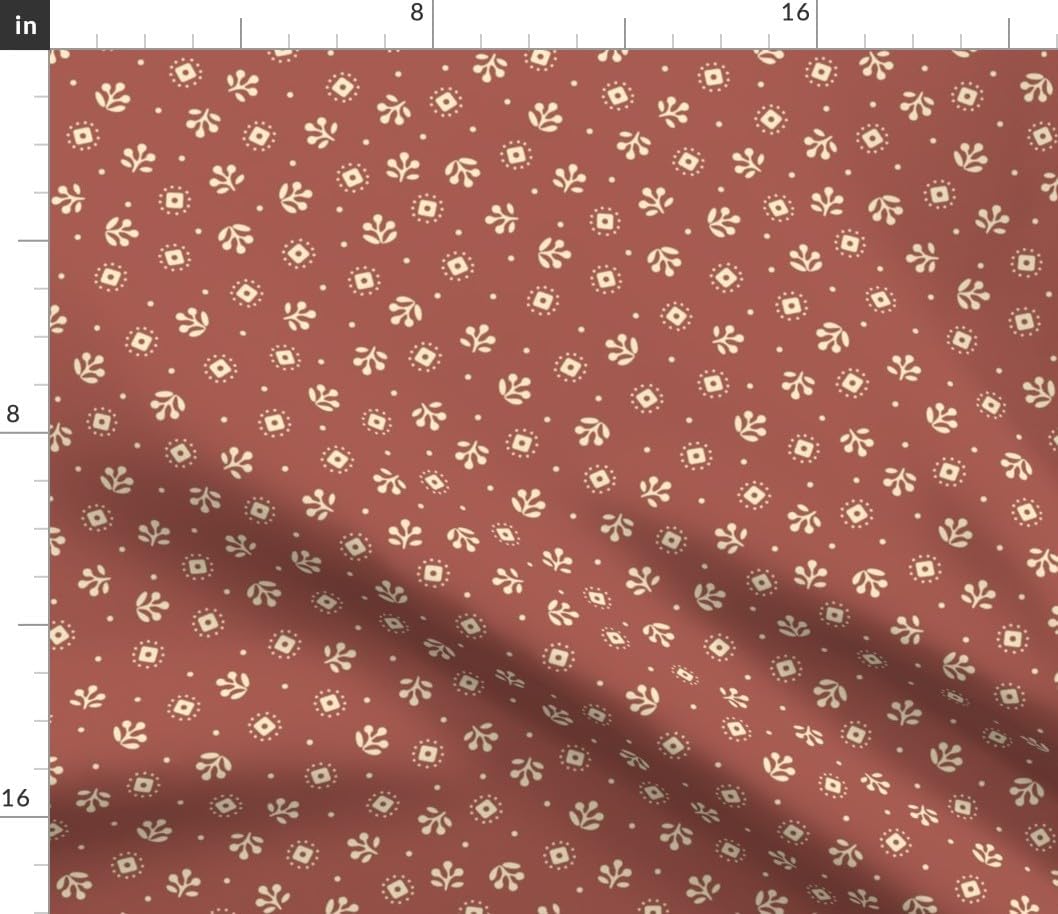 Spoonflower Fabric - Feedsack Floral 1930S Ditsy Scale Vintage Traditional Rust Red Printed on Petal Cotton Fabric Fat Quarter - Sewing Quilting Apparel Crafts Decor