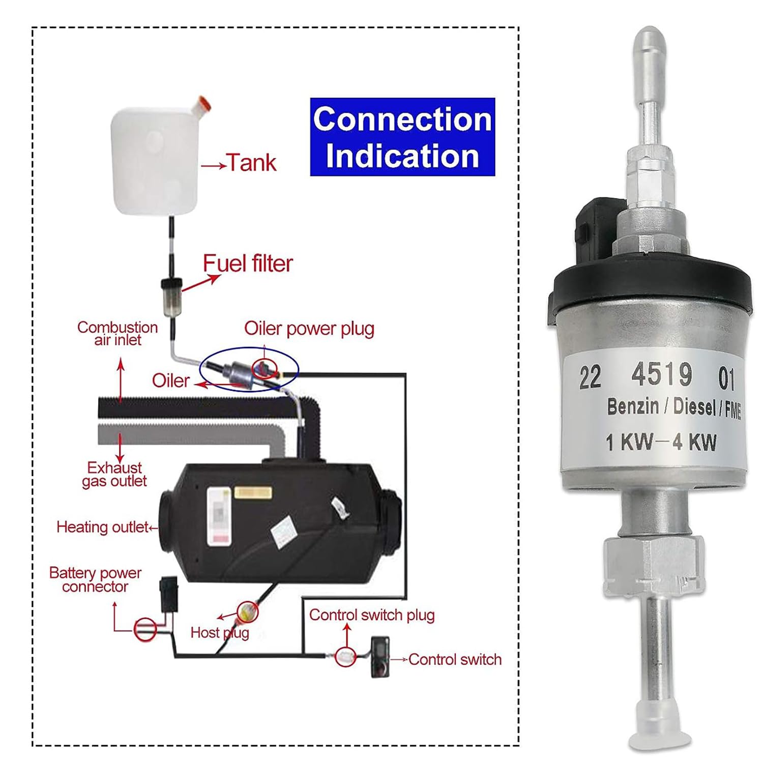 Diesel Heater ZT Truck Parts 12V Fuel Pump For Eberspacher D2/D4 S