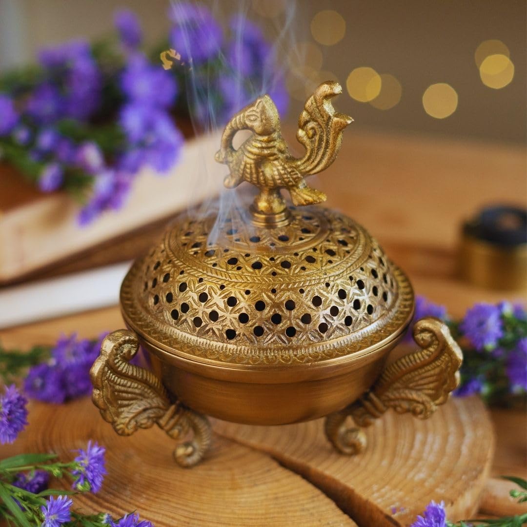 RITUALISTIC Sanchi Brass Loban LampDhoop HolderIncense Burner for Home and Office DaniPooja ItemsDhoop Batti StandSambrani HolderPooja Room DecorSanchi Loban Lamp Perfect Valentine's Day Gifts Items