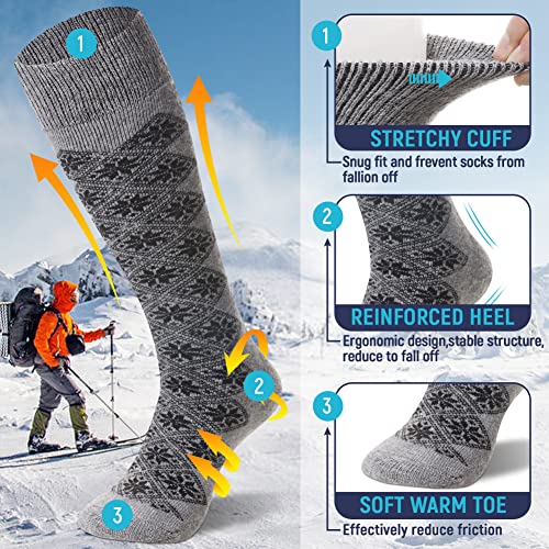 Image of DoSmart Womens Winter Warm Knee High Socks Ladies Wool Cozy Thick Hiking Skiing Comfy Thermal Boot Long Socks 2 Pairs