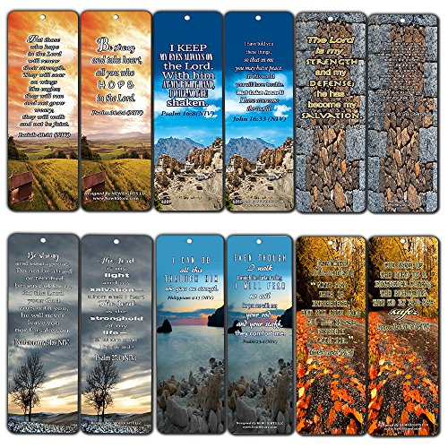 NewEights Bible Verses Bookmarks (12-Pack) – Daily Motivational Card Set – Collection Set Book Page Clippers – Ideal for Church Prayer Group Gifts