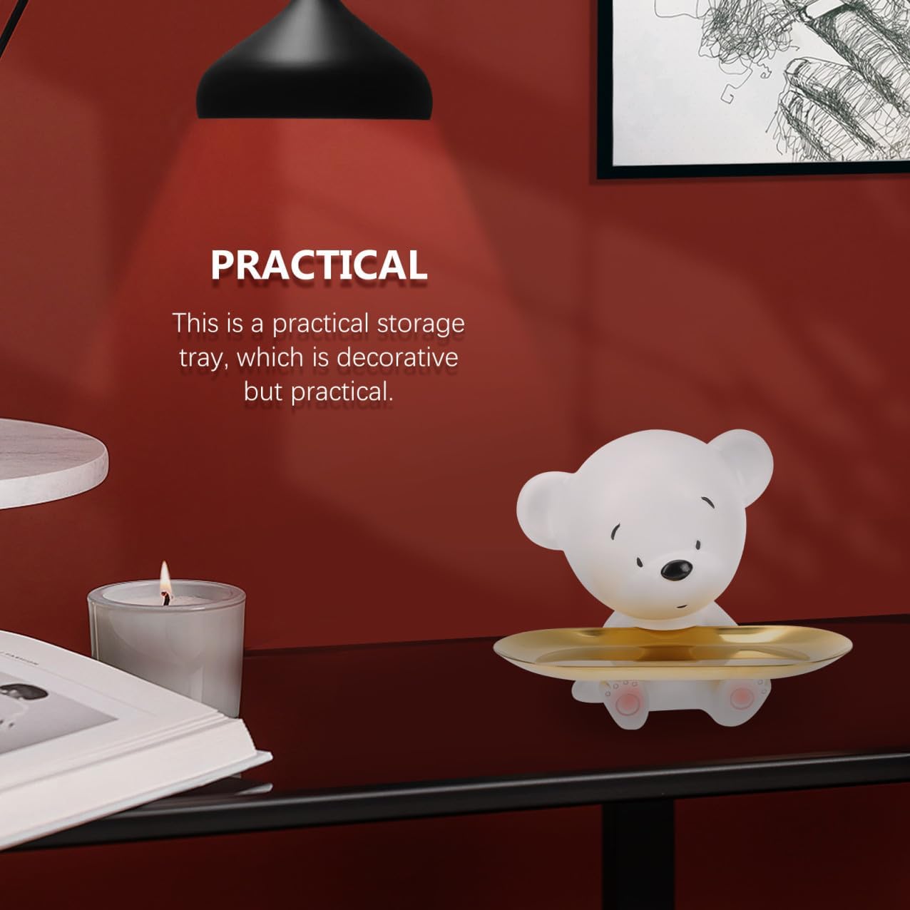 minkissy Quality Material Decorative Storage Box Bear Tray Desktop Organizer Multi-use Easy to Clean