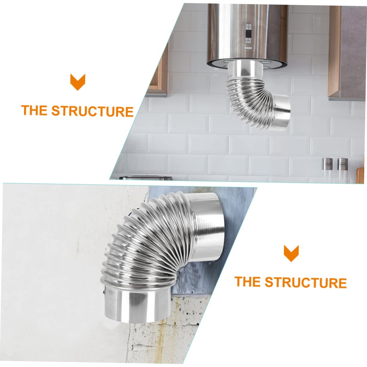 Conexión de Suministro de Agua de la Cocina, 4 Piezas de conducto ventilación Chimenea for Estufa, Codo 90 Grados, Manguera Flexible for leña, Tubo Escape(18X8CMx2pcs)