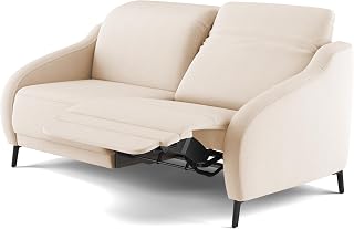 CAVADORE Sofá de 2,5 plazas Azul/sofá de 2,5 plazas en diseño Moderno con función de TV motorizada, Incluye cabecero Ajustable y Patas de Metal Negro Mate / 172 x 93 x 104 / Tejido Plano, Color