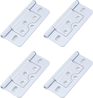 4 pcs White Non-Mortise Hinges Metal Door Hinges Heavy Duty Hinges with Screws