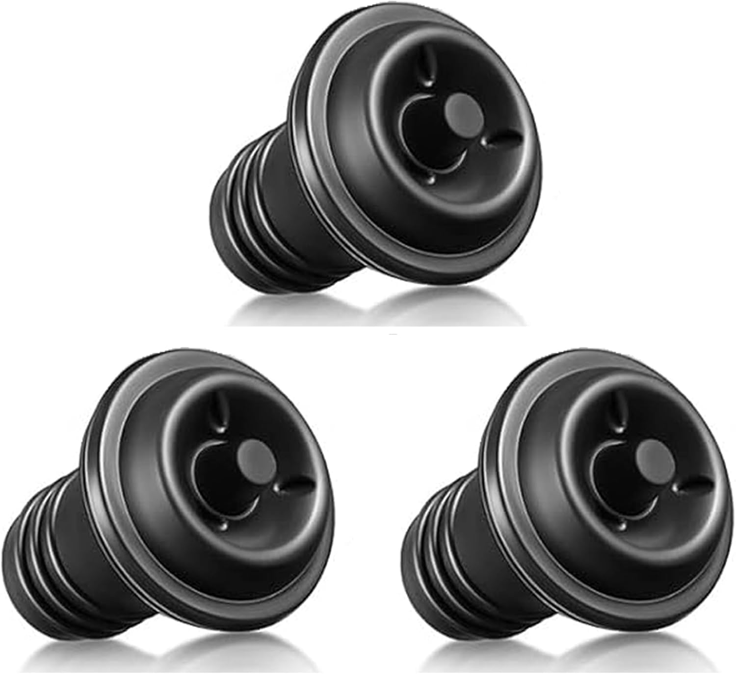 Wine Vacuum Stoppers Set of 3&ndash; Black