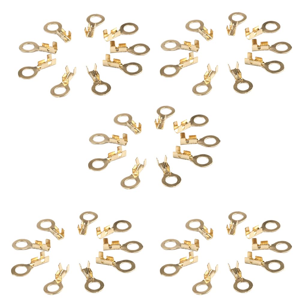 100 Pieces Ring Terminal, Brass Wire Terminals Connector Electrical Cable Lugs Terminals for Car, Automatic Equipment and Batteries - M5 (5.2mm)