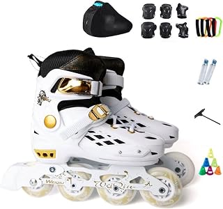 Patines en línea Profesionales Ajustables de 4 Ruedas para niños y Adultos, Patines de Exterior para Clubes, con Equipo de protección y Bolsa de Almacenamiento.