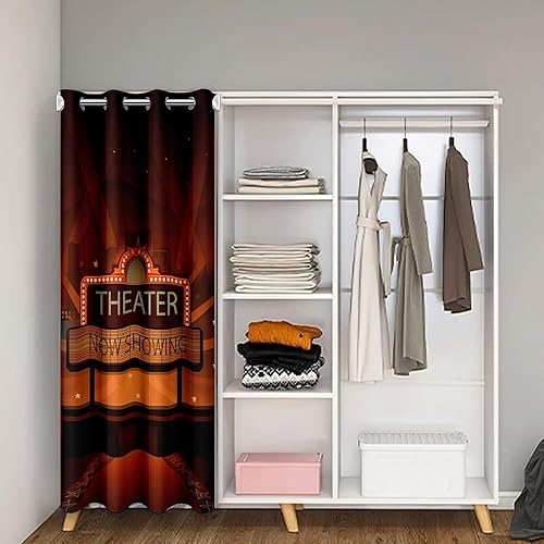Miniatura 2 de Cortina de puerta de cine para puerta, privacidad, diseño de póster de cine, cubierta de cortina divisora de habitación, 34 x 80 pulgadas, patrón de