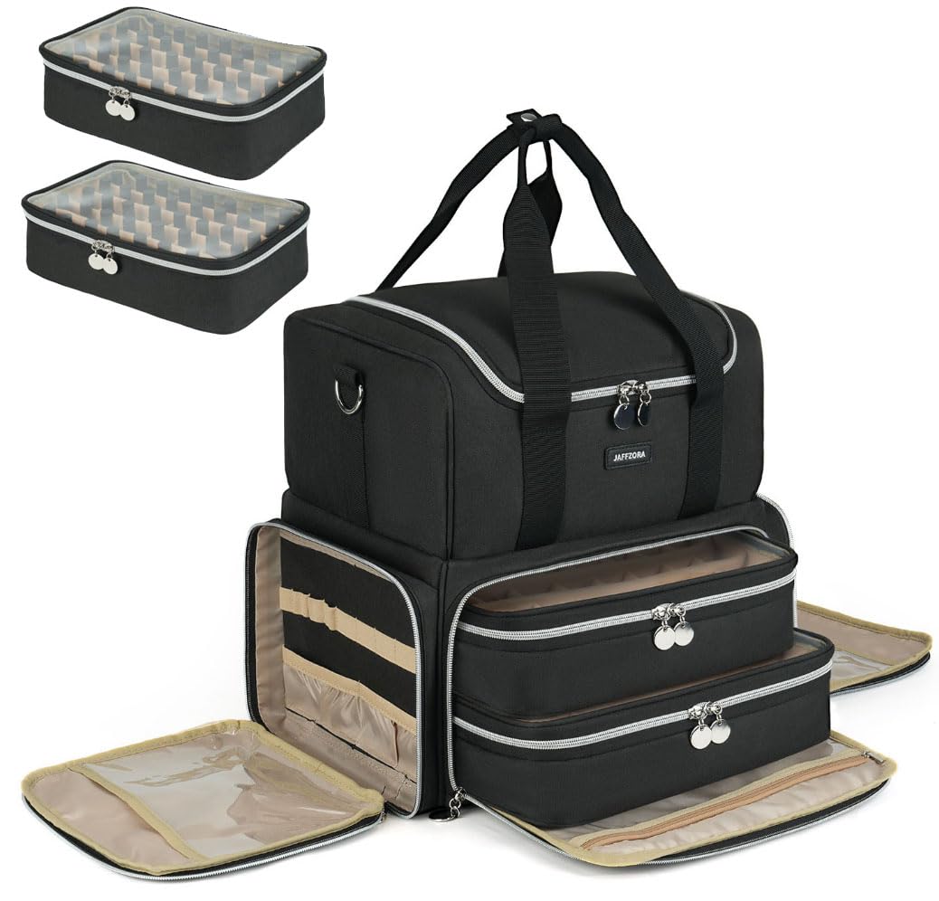 Estuche Organizador de Esmalte de uñas, Organizador de uñas de Doble Capa y Almacenamiento, Bolsa de Transporte de Suministros de uñas de Viaje para tecnología de Arte de uñas y Herramientas de