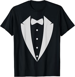 Tuxedo Costume Dress Up Funny Dress Down Bow Tie Buttons T-Shirt