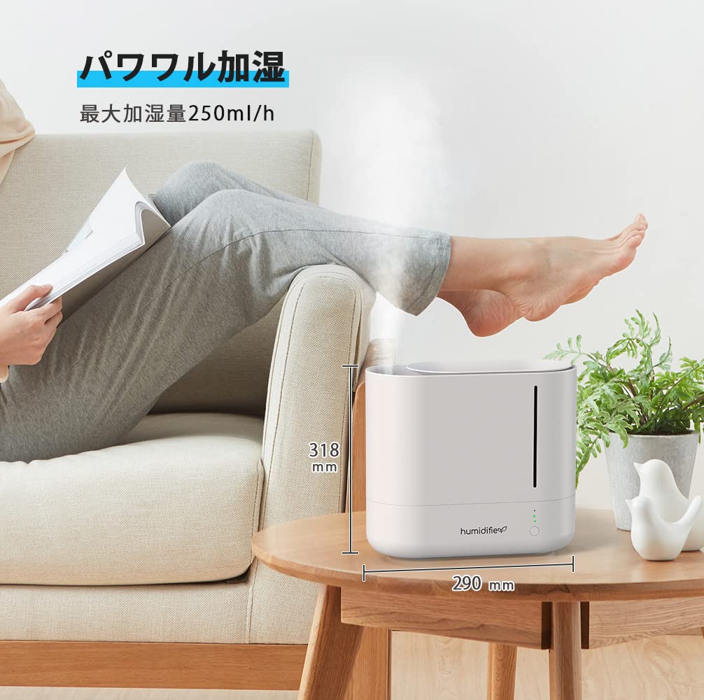 乾燥予防に‼️卓上加湿器 5L ホワイト Amazon.co.jp: 加湿器 大容量 5L 卓上 超音波式 【2024年新登場