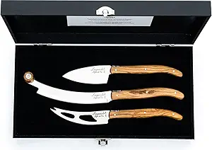 Laguiole Style de Vie Cheese Knives, Luxury Line, 3 Pieces, Olive Wood
