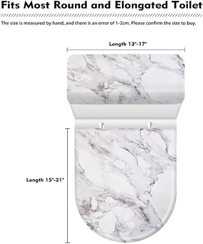 Miniatura 5 de BIGCARJOB Juego de 2 fundas para tapa de inodoro con estampado de mármol, juego de 2 fundas protectoras de tapa de inodoro con parte inferior