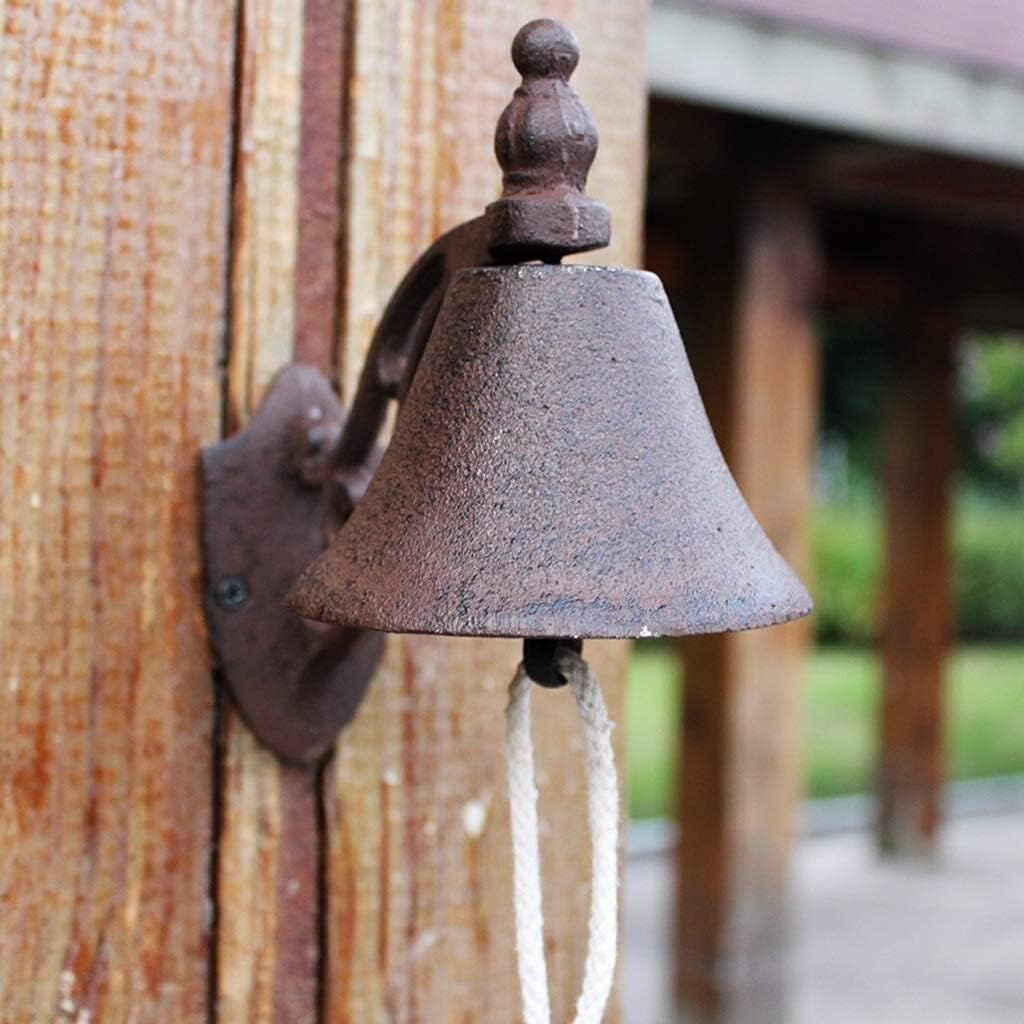Cast Iron Doorbell Dinner Bell Design Classic Style Antique Cast Iron Doorbell Brown Wrought Iron Hand Bell Door Villa Retro Doorbell Garden Cast Iron Doorbell Garden Home Pendant Cast Iron Doorbell