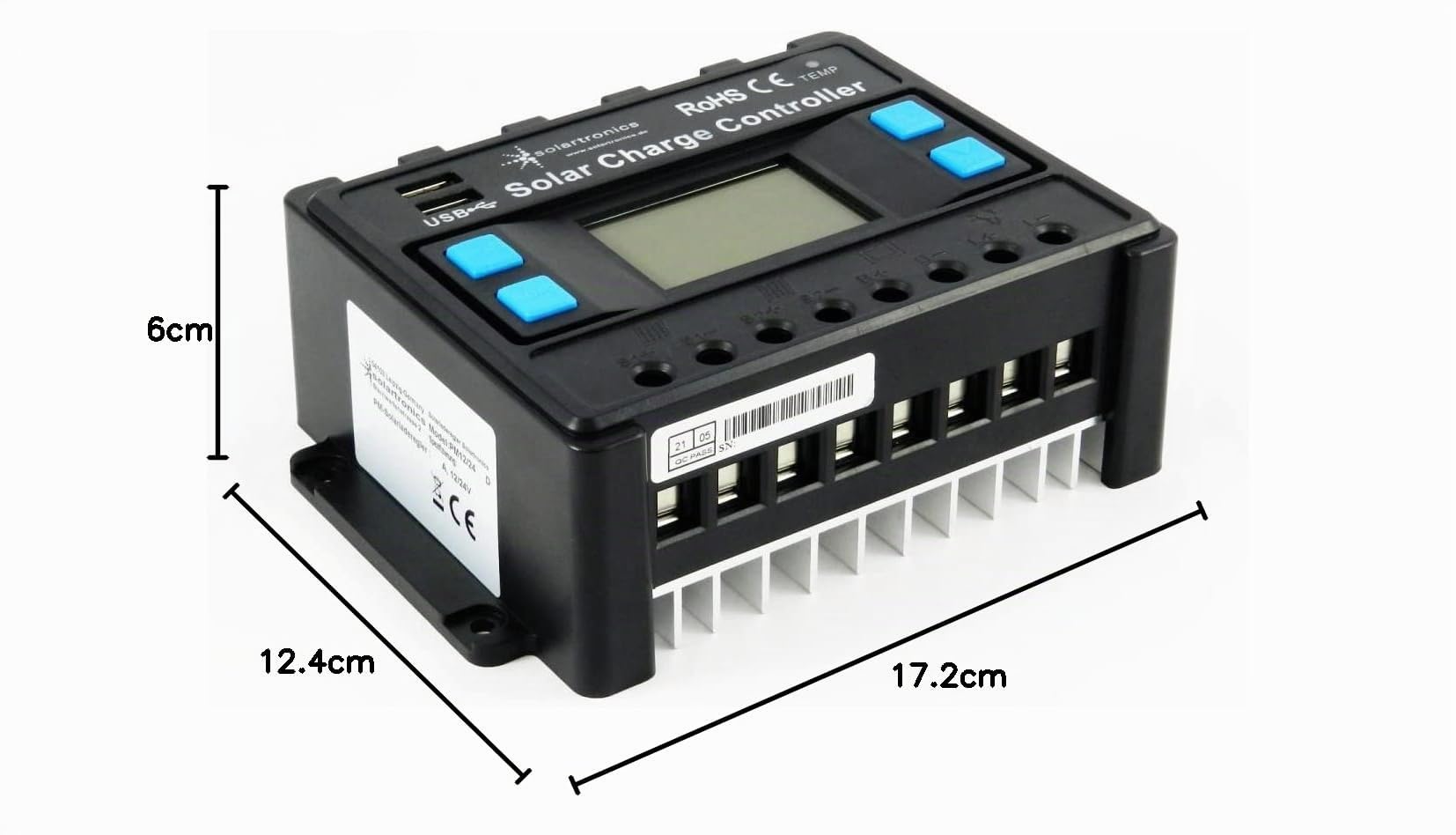 Solartronics Régulateur de Charge 12V/24V Bleu 20A 30A 40A 50A 60A Photovoltaïque Solaire PV (40A)