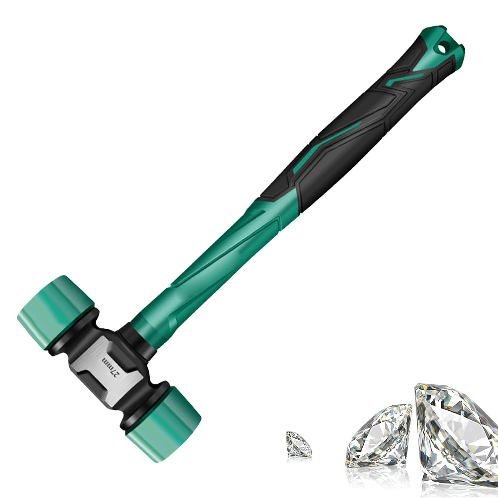 Mazo de martillo de goma,Martillo de mazo de goma, Mazo de goma antideslizante para dormitorio y suelo, Mazos suaves de doble cara resistentes, cabezales de martillo de goma con mango ergonómico