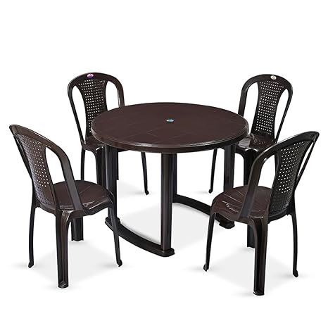 Nilkamal Meridian Round 4 Seater Virgin Plastic Dining Table Set for ...