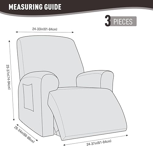 Vista 303 de KinCam Fundas para sillas reclinables, funda elástica y reclinable, fundas para sofá reclinable, fundas de sofá reclinable a rayas, fundas Gris